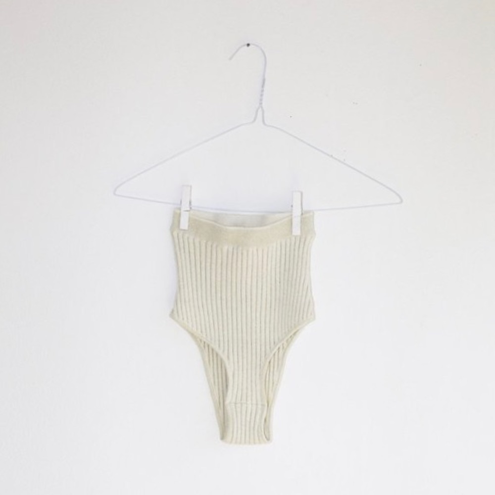 Giu Giu Nonna ‘Swim’ Panty in Ivory Gold Glitter / High Waist Bottom / Size L